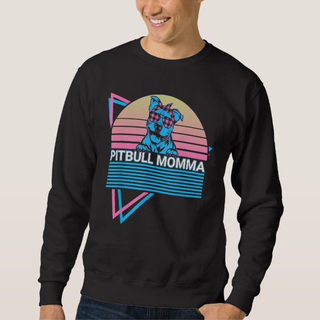 Pitbull Momma Pit Bull Retro Sweatshirt (Front)
