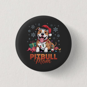 Pitbull Mum Christmas Santa Hat Pitbull Dog Mum 3 Cm Round Badge