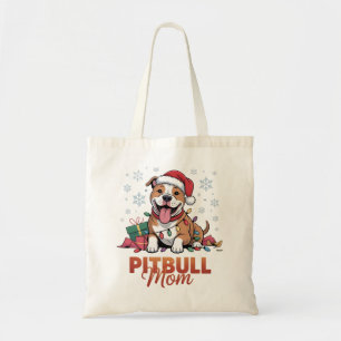 Pitbull Mum Christmas Santa Hat Pitbull Dog Mum Tote Bag
