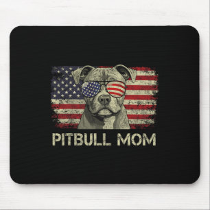 Pitbull Mum Dog Lovers American Flag 4th Of July  Mouse Pad