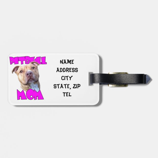 Pitbull Mum Dog Luggage Tag (Back Horizontal)