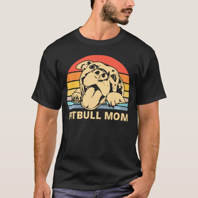 Pitbull Mum Happy Smiling Pitbull Mum On Sunset T-Shirt (Front)