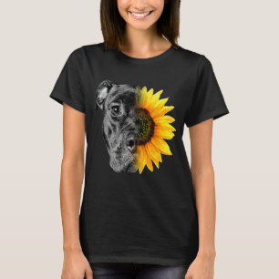 Pitbull Mum Love Sunflower Woman Sunshine Pitbull T-Shirt