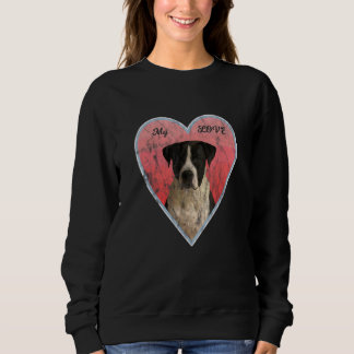 Pitbull My Love Design With Heart And Dog Graphic  Sweatshirt
