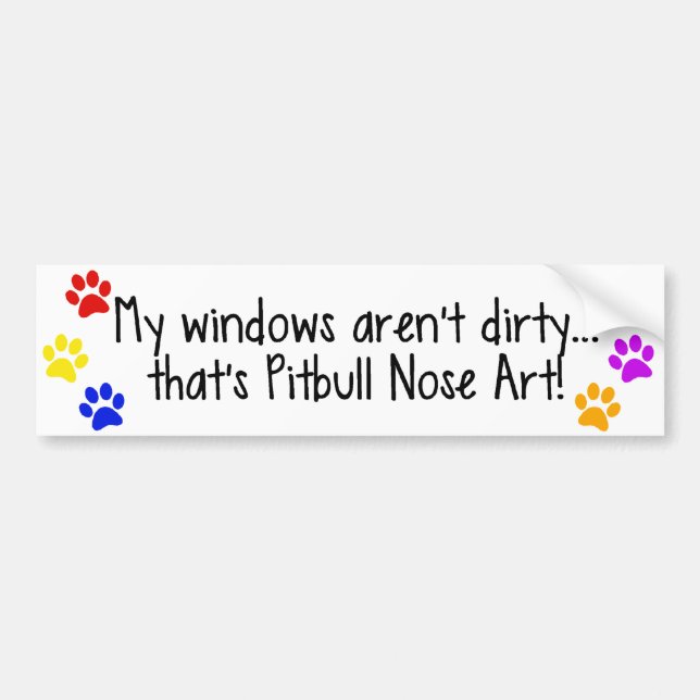 Pitbull Nose Art Dirty Windows Bumper Sticker (Front)