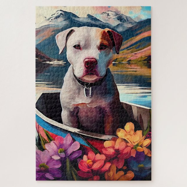 Pitbull on a Paddle: A Scenic Adventure Jigsaw Puzzle (Vertical)
