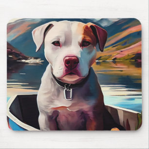 Pitbull on a Paddle: A Scenic Adventure Mouse Pad