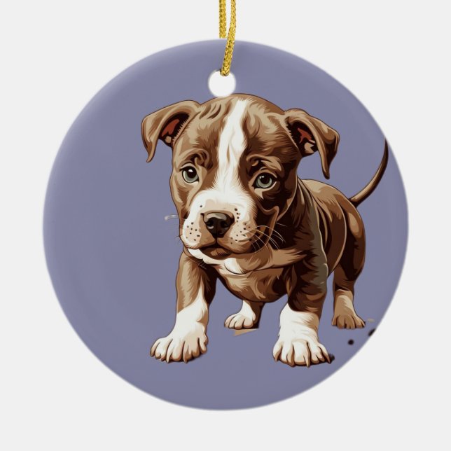 Pitbull Ornament Customisable Gift  (Front)