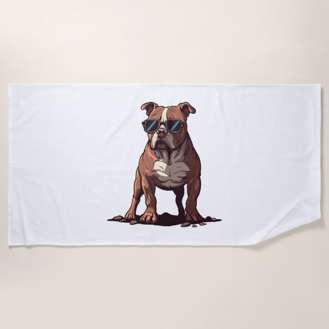 Pitbull Owner Gifts Beach Towel (Front)