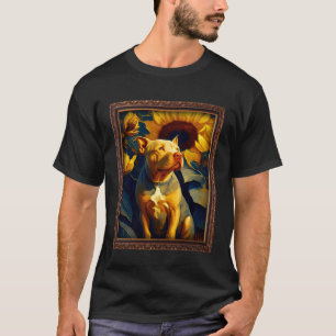 Pitbull Painting Sunflower Flower Mom Women Floral T-Shirt