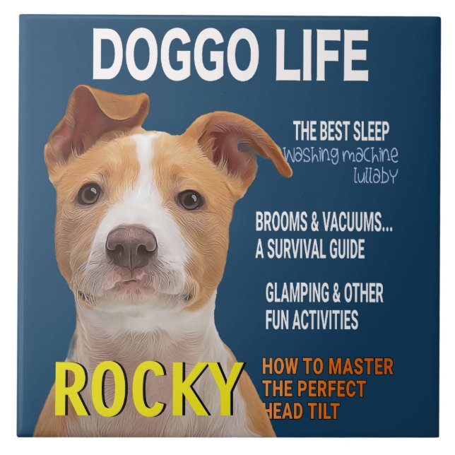 Pitbull Parody Magazine Cover Ceramic Tile (Front)