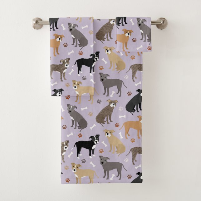 Pitbull Paws and Bones Bath Towel Set (Insitu)