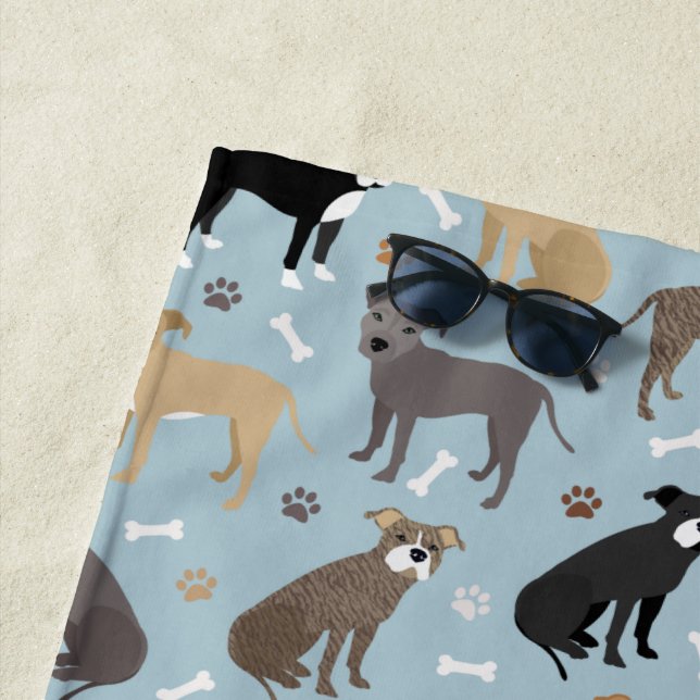 Pitbull Paws and Bones Beach Towel (In Situ)