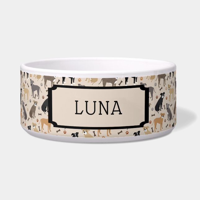 Pitbull Paws and Bones Dog Bowl (Front)