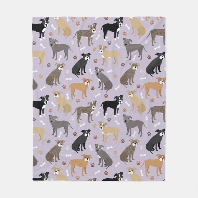 Pitbull Paws and Bones Fleece Blanket (Front)