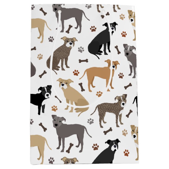 Pitbull Paws and Bones Medium Gift Bag (Front)