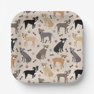 Pitbull Paws and Bones Paper Plates