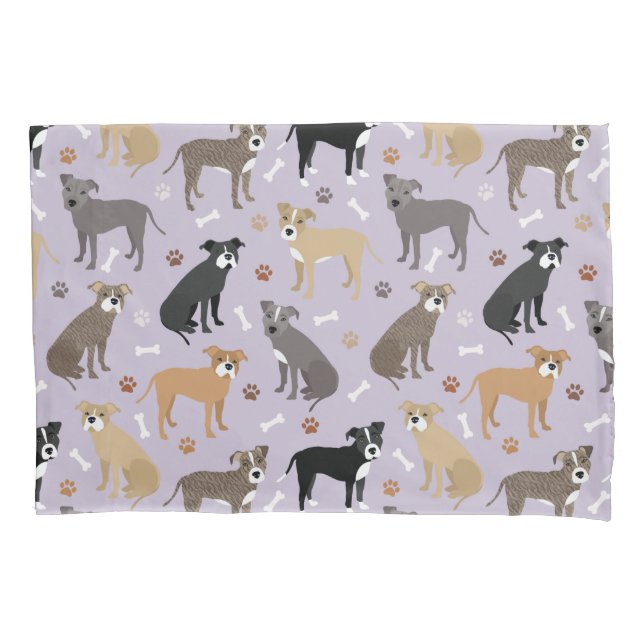 Pitbull Paws and Bones Pillowcase (Front)