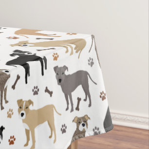 Pitbull Paws and Bones Tablecloth