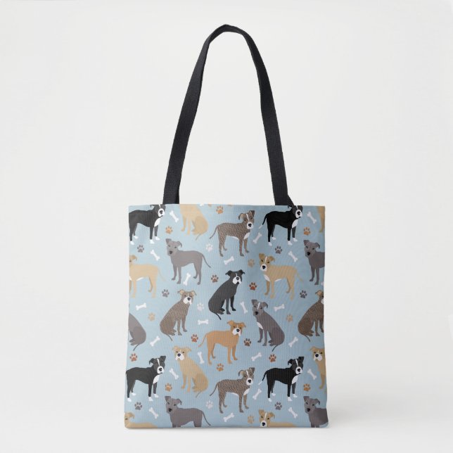 Pitbull Paws and Bones Tote Bag (Front)
