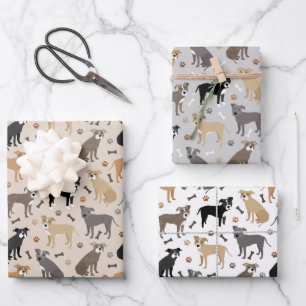 Pitbull Paws and Bones Wrapping Paper Sheets