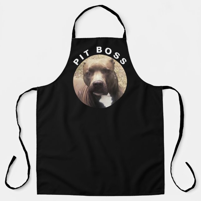 Pitbull Pet Photo Black Customised Apron (Front)