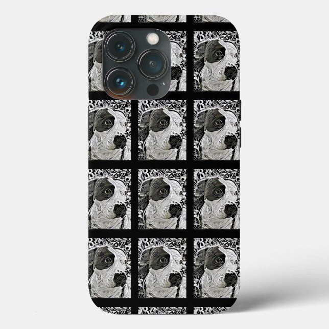 Pitbull phone case dog black and white pit bull  (Back)