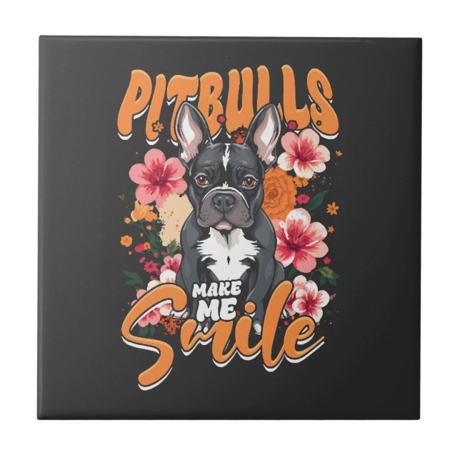 Pitbull Pitbulls Ceramic Tile (Front)