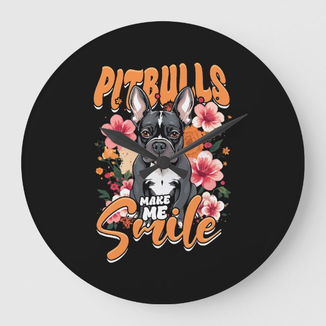 Pitbull Pitbulls Large Clock (Front)