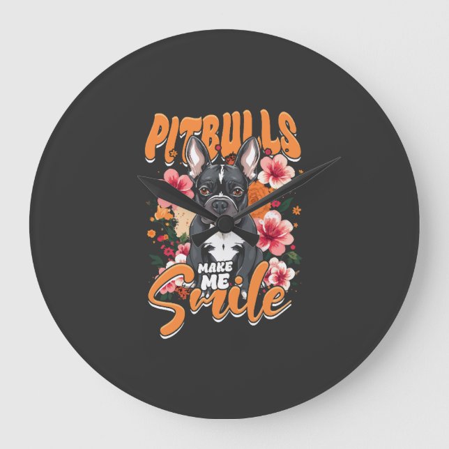 Pitbull Pitbulls Large Clock (Front)