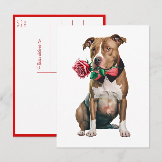 Pitbull Pittie Puppy Dog Miss You Love Pit Bull  Postcard (Front/Back)