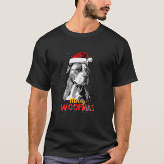 Pitbull Pittie Santa Claus Hat Merry Christmas Dog T-Shirt