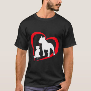 Pitbull Pittie Valentines Day Heart Cat T-Shirt