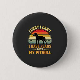 Pitbull Plans Vintage Sunset Dog Lover 6 Cm Round Badge