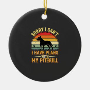 Pitbull Plans Vintage Sunset Dog Lover Ceramic Ornament