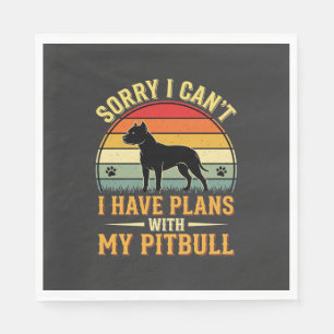 Pitbull Plans Vintage Sunset Dog Lover Napkin