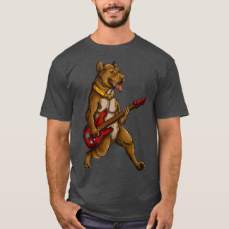 Pitbull Playing Guitar Funny Pit Bull Pittie T-Shirt