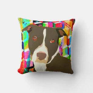 Pitbull Portrait Pop Art Cushion