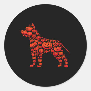 Pitbull Pumpkin Jack O Lantern Halloween Mens Wome Classic Round Sticker