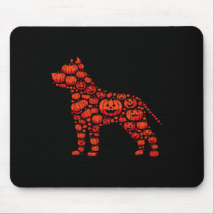 Pitbull Pumpkin Jack O Lantern Halloween Mens Wome Mouse Pad