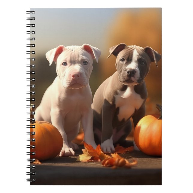 Pitbull Puppy Autumn Delight Pumpkin  Notebook (Front)