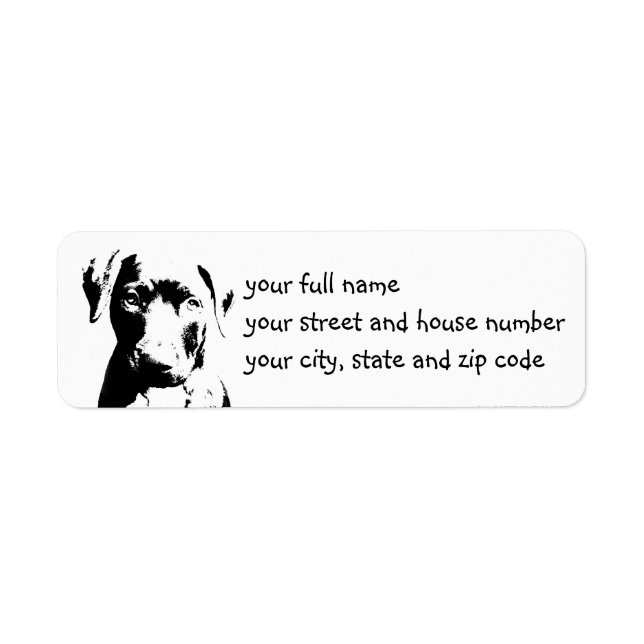 Pitbull puppy face return address label (Front)