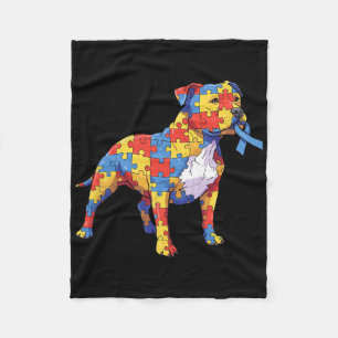 Pitbull Puzzle Autism Awareness Autistic Womens Me Fleece Blanket