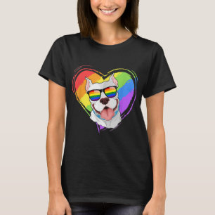 Pitbull Rainbow Heart Gay Pride LGBT Dog Lover Gif T-Shirt