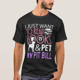 Pitbull Reading Book Dog Read Tee-New T-Shirt