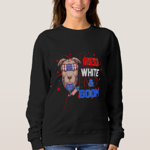 Pitbull Red White Boom 4th of july Sweatshirt