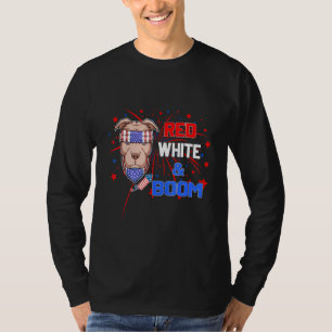 Pitbull Red White Boom 4th of july T-Shirt