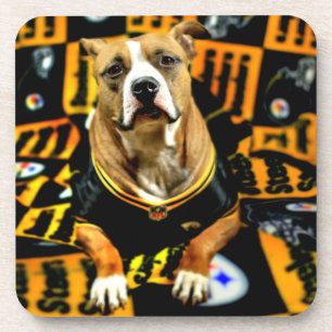 Pitbull Rescue Dog Football Fanatic Coaster