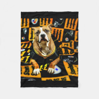 Pitbull Rescue Dog Football Fanatic Fleece Blanket