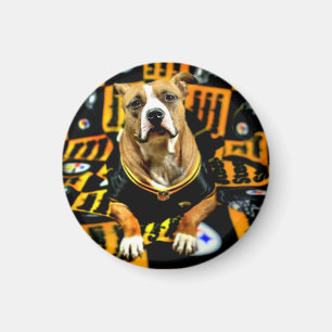 Pitbull Rescue Dog Football Fanatic Magnet